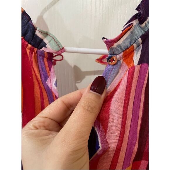 Anthropologie Ranna Gill Printed Ruffle V-Neck Wide-Leg Jumpsuit size small - Picture 5 of 7